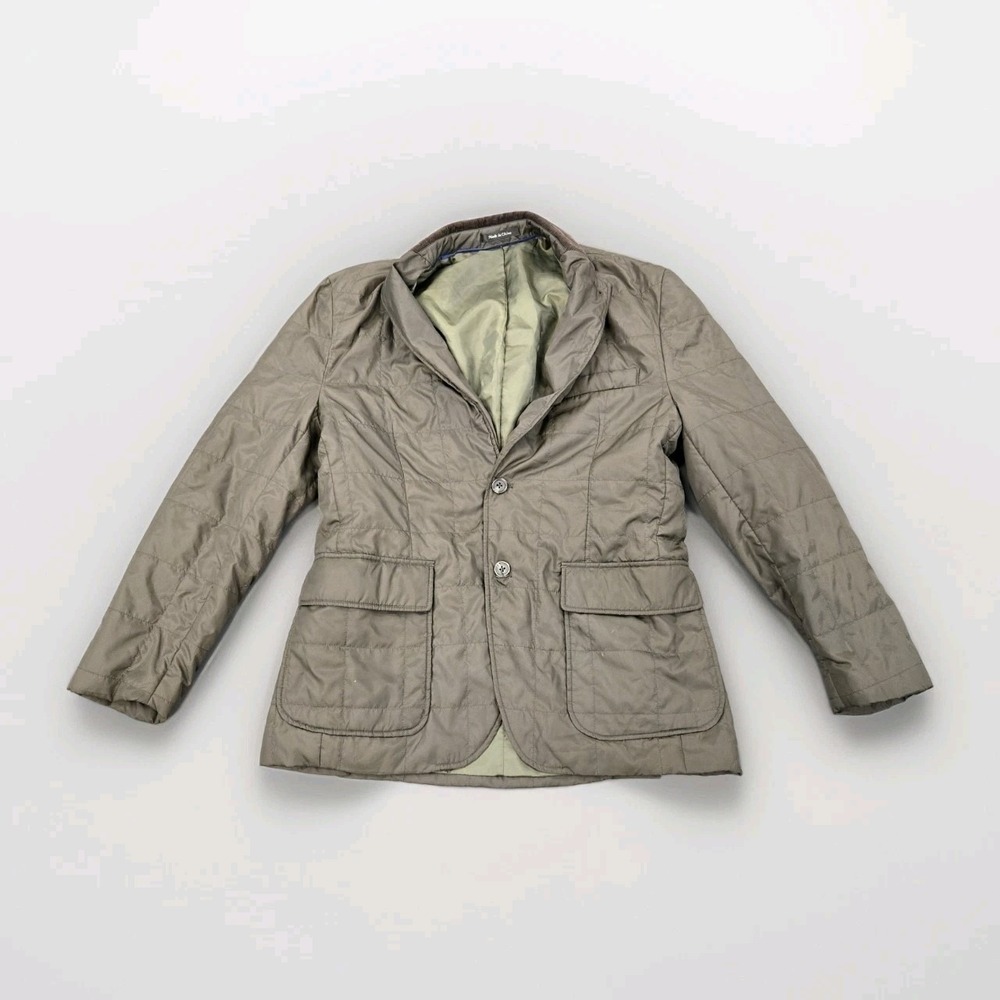 Chaps Quilted Puffer Blazer Jacket Coat Brown Corduroy Collar 38R 2-Button EUC‎